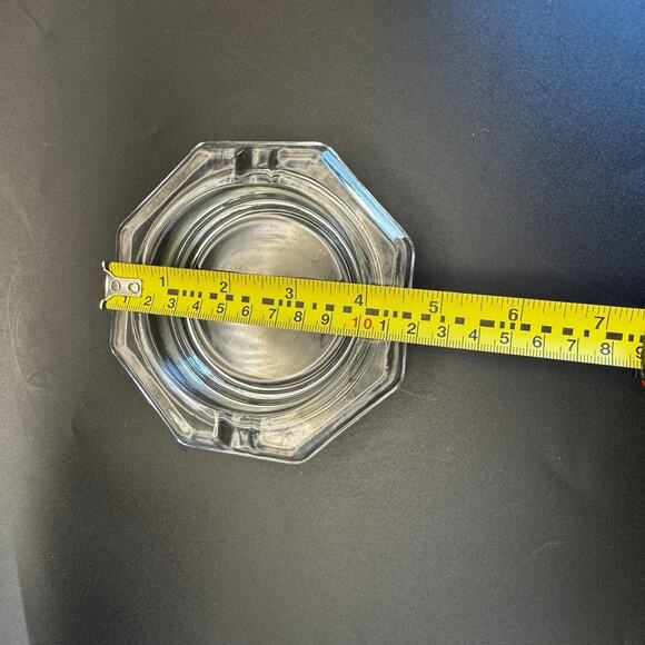 vintage clear octagon shape glass‎ ashtray MCM - Picture 3 of 3
